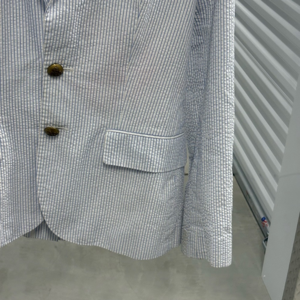 Polo by Ralph Lauren Women’s White and Blue Seersucker Striped Blazer - Picture 5 of 10